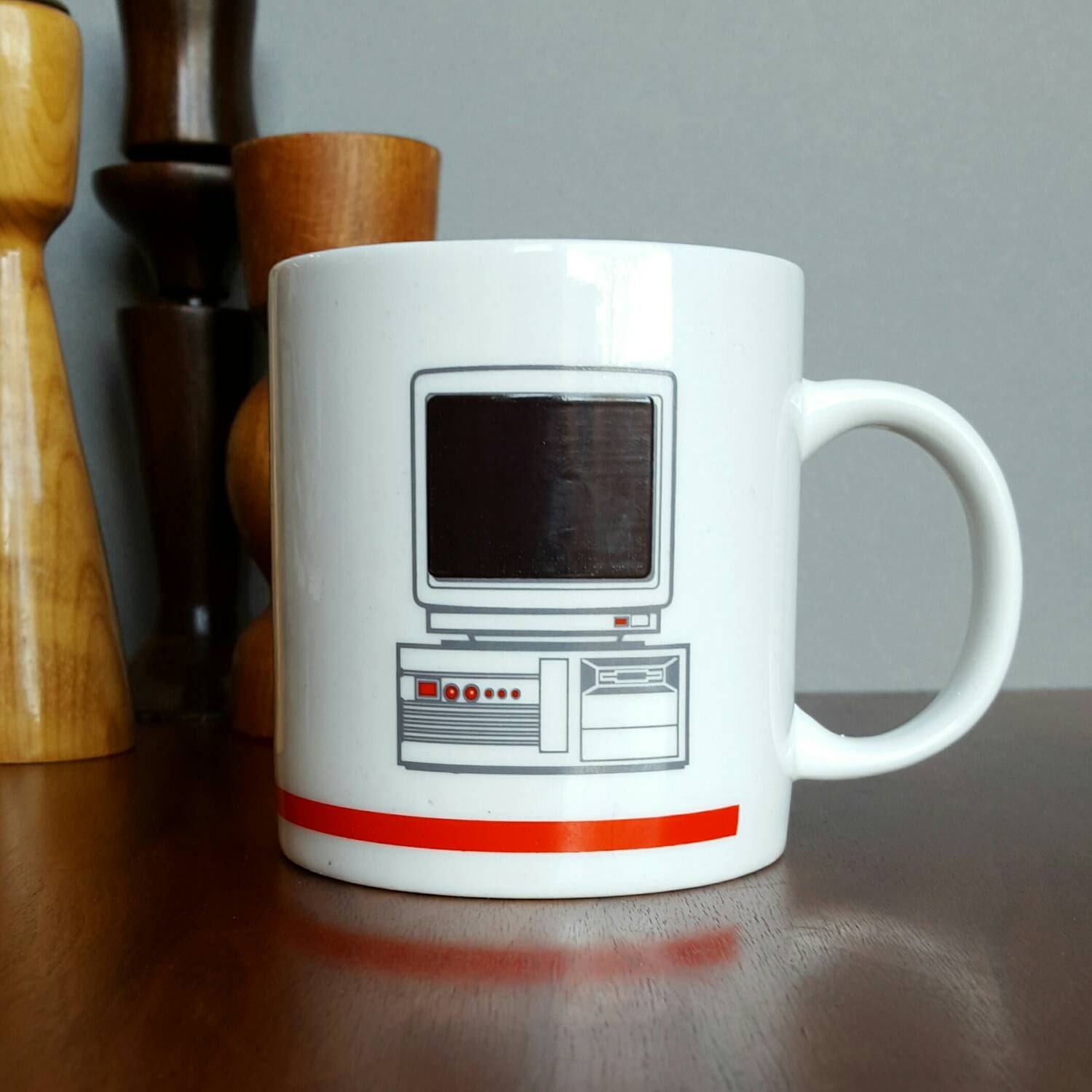 Geek Coffee Mug with Retro Computer 386 Image by StarliteRetro