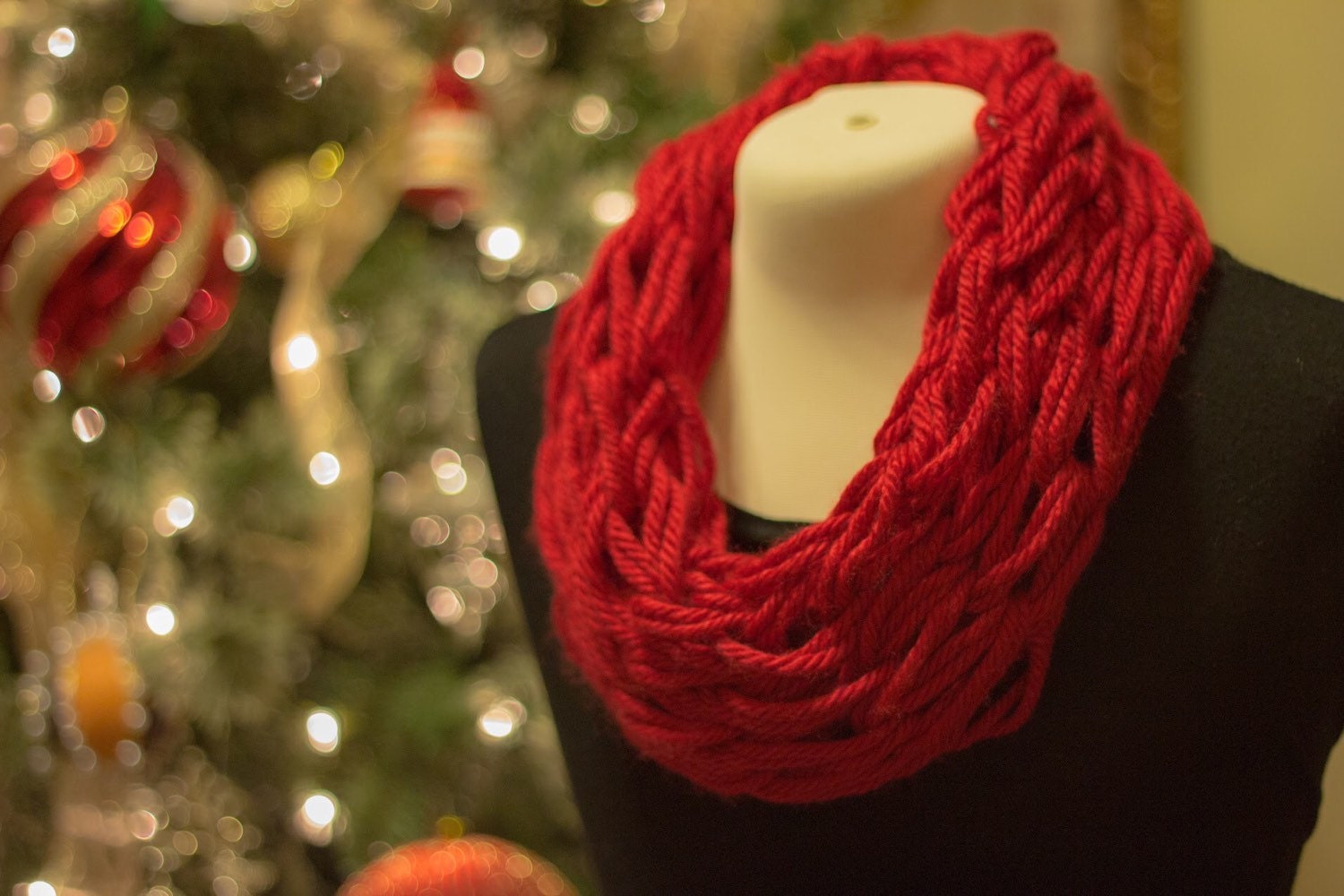 Red Infinity Scarf by MJKnittingDesigns on Etsy