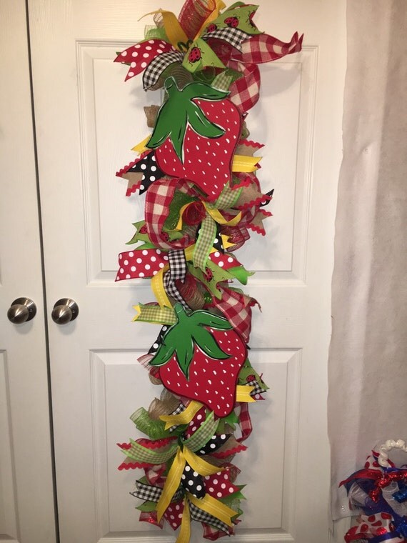 Deco Mesh Door Swag Strawberry Door Swag by ItsintheDetailsAMY