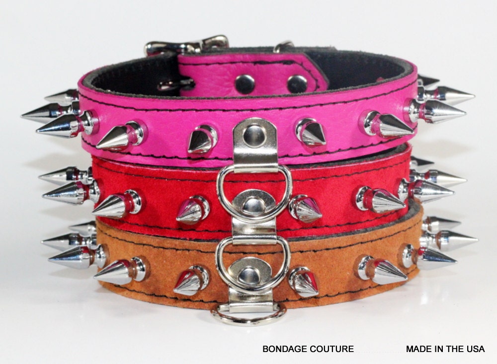 Trio BDSM collars Spiked Human Collar Bondage Couture BDSM