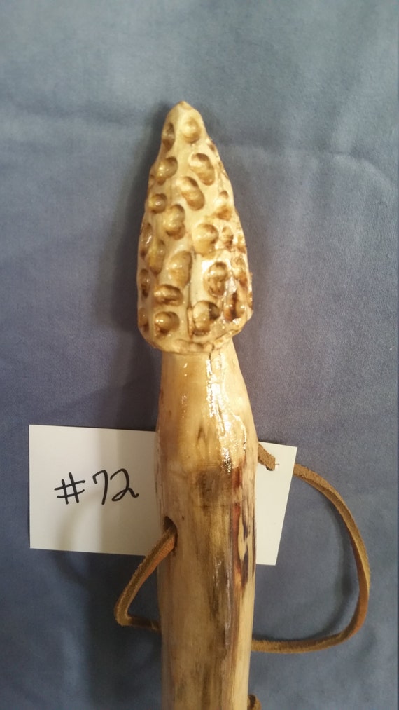 Handcarved 48 Morel Mushroom Walking Stick by TheWhittlingWoodsman