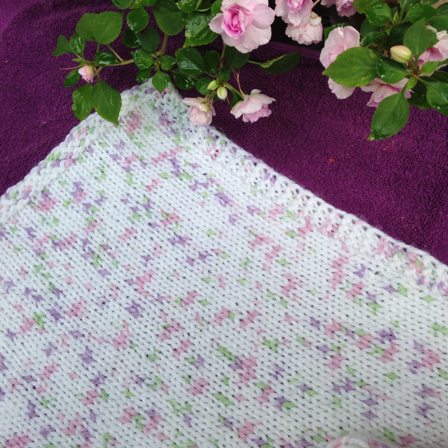 BABY BLANKET Hand knit Easy Care Acrylic by LittleBluePedalCar