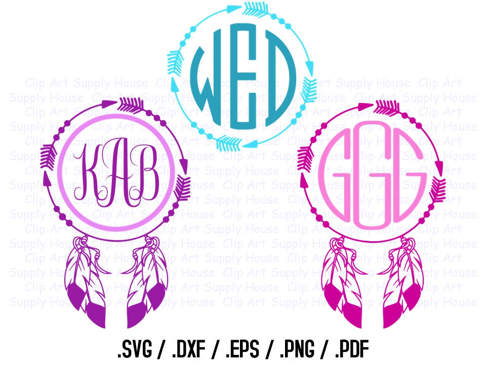 Download Tribal Feather Circle Monogram Frame Design Files Use With