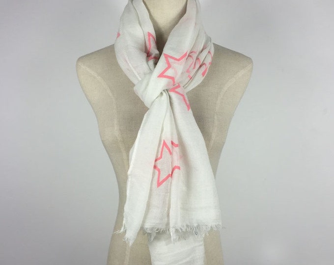 Christmas Gifts Stars Scarf Star Scarf Woman Accessories Gift For Her Star Scarves Pink Star Scarf White Scarf Teen Scarf Lightweight Scarf