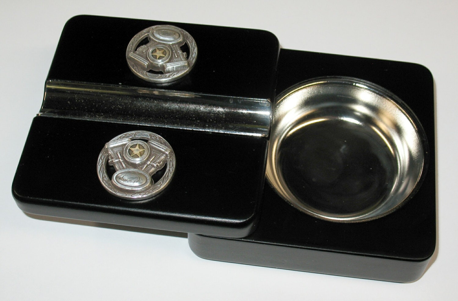 Executive Black Travel Cigar Ashtray Motorcycle by OldRoadSupply