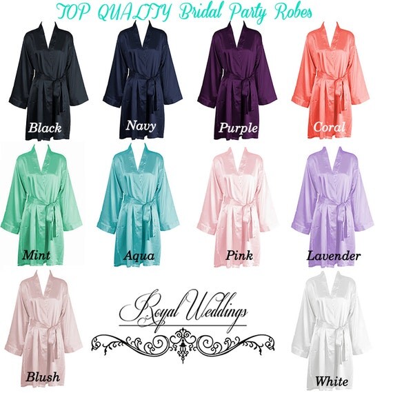 PLAIN or PERSONALIZED Rhinestone Satin Bride Bridesmaid Robes