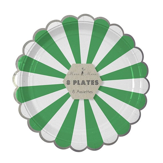 Paper Plates Party Plates Green Stripe Party Plates