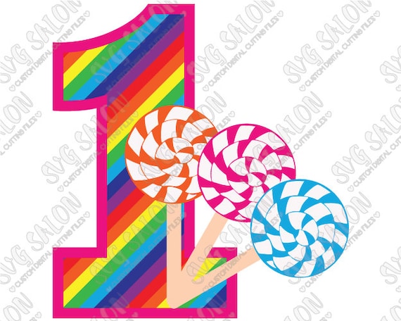 Download Rainbow Candyland Birthday One Year Iron On Clothing by SVGSalon
