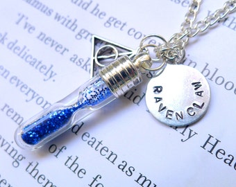 Ravenclaw House Points Necklace. Harry Potter Jewelry. Harry Potter Necklace. Hogwarts Hourglass Necklace. Which Hogwarts House are You?