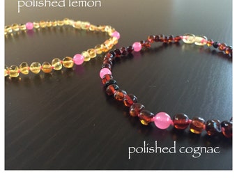 Baltic Amber Teething Necklace - PINK