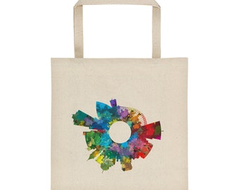 Memphis Tennessee Abstract Small World Skyline on a Versatile Designer Cotton Canvas Tote, Beach Bag, Gift Bag, Book Bag