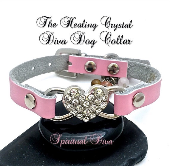 Healing Crystal Diva Dog Collar size SSmallPink by TheSpirtualDiva
