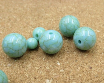 20pcs Turquoise Beads,Round Synthetic Turquoise Stone Beads,Four Diameters To Choose From(6mm,8mm,10mm,12mm)-s1033