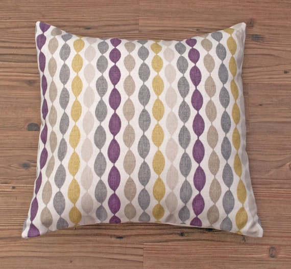 Geometric Grey Purple and Yellow Modern Decorative Pillow