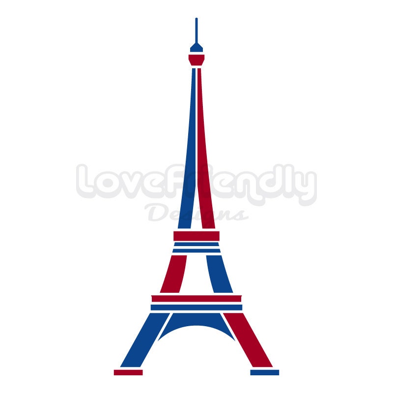 Paris Eiffel tower in red and blue logo by LoveFriendlyDesigns