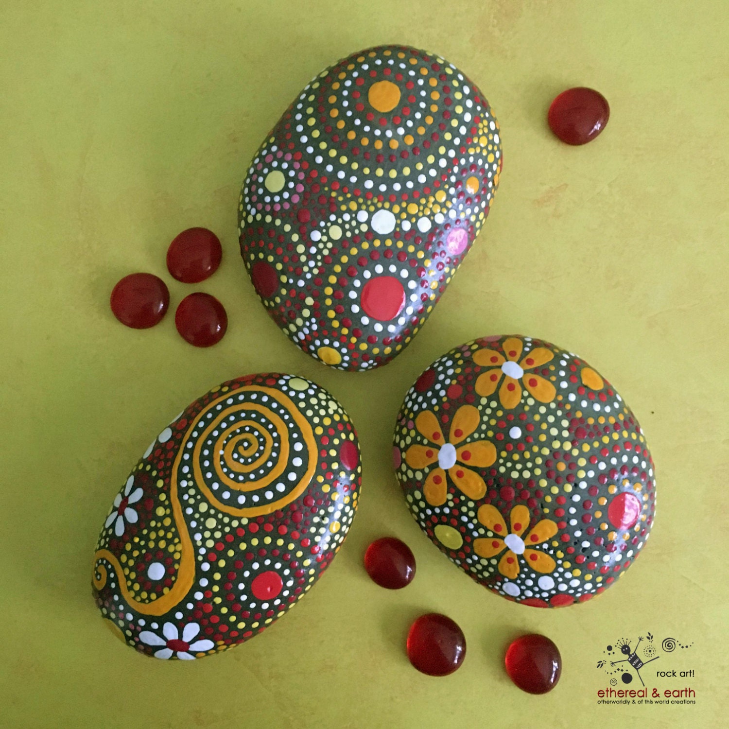 Rock Art Hand Painted River Rocks Painted Stone Natural