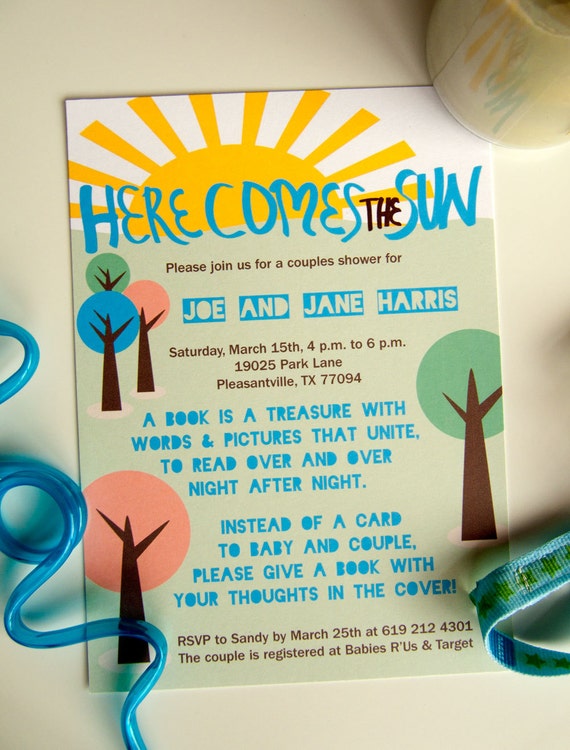 Here comes the sun Invitation Hippie Baby Shower Invitation
