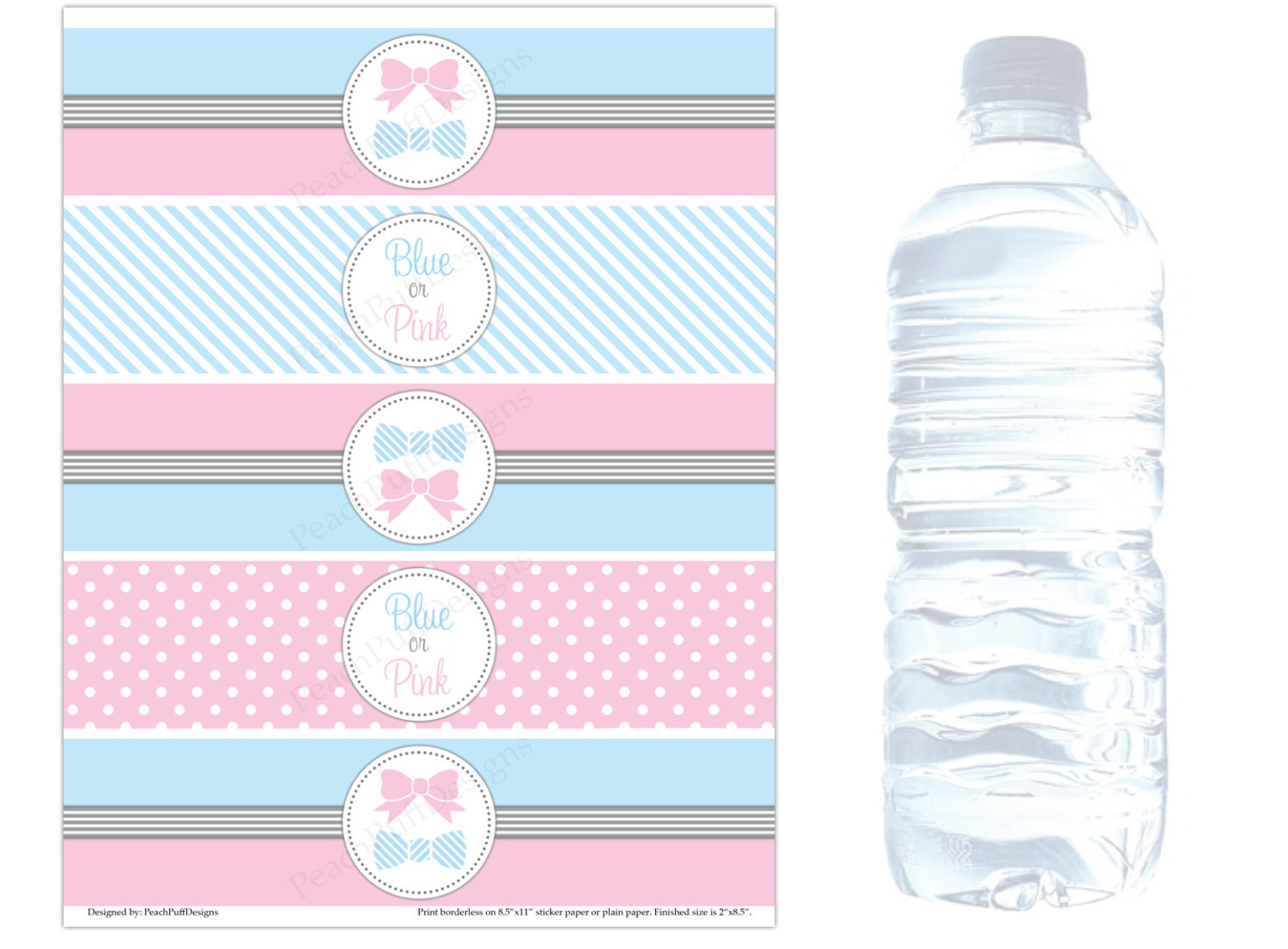 Gender reveal water bottle labels INSTANT DOWNLOAD Baby