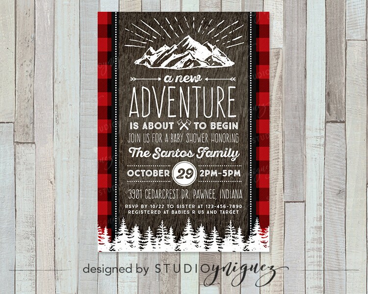 Lumberjack Baby Shower Printable 5 x 7 Invitation