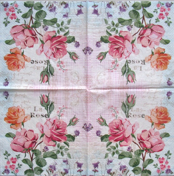 decoupage art supplies napkin, Decoupage pattern Roses, Flower paper