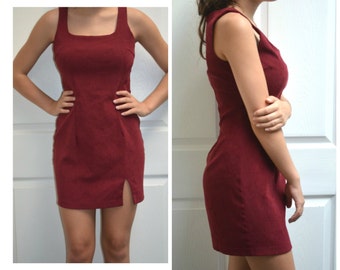 50% OFF everything in shop---Vintage 80's Aqua Blues Burgundy Party Dress Size Small or Medium