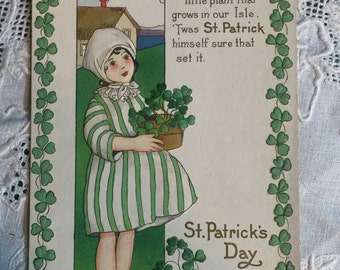 Authentic Vintage Postcard - Margaret Evans Price - Stecher Litho Co - St. Patrick's Day Card - Embossed - Artist Signed ( M.E.P.)