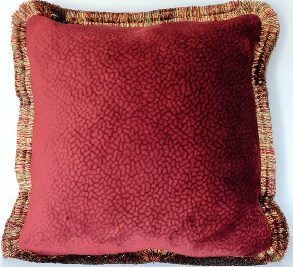 burgundy textured red velvet throw pillow by justtherightpillow