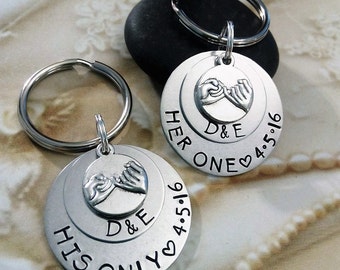 Pinky Promise Keychains,Set of 2 Key Chains,Wedding Key chains,Wedding Gift,Anniversary Gift,Anniversary Keychains,His and Her Keychains