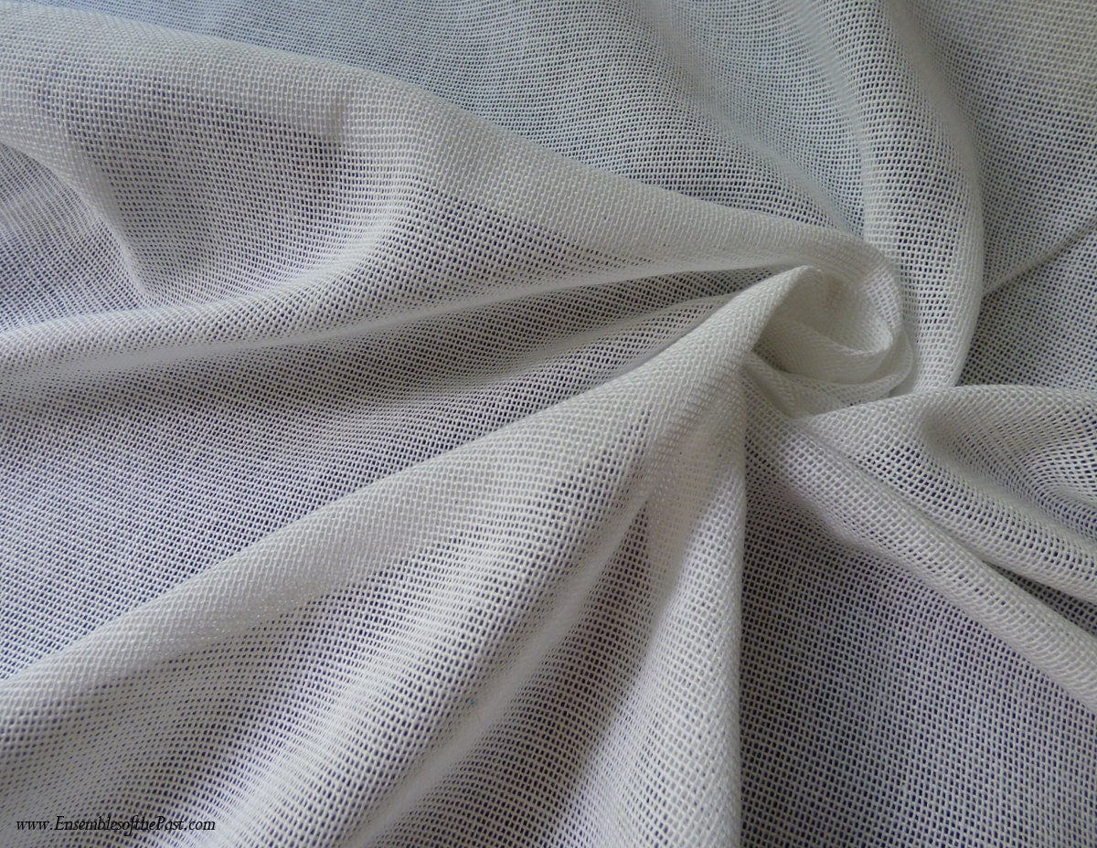 SALE Cotton Fabric Textured looseweave white sheer