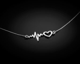 Sterling Silver Heartbeat Necklace