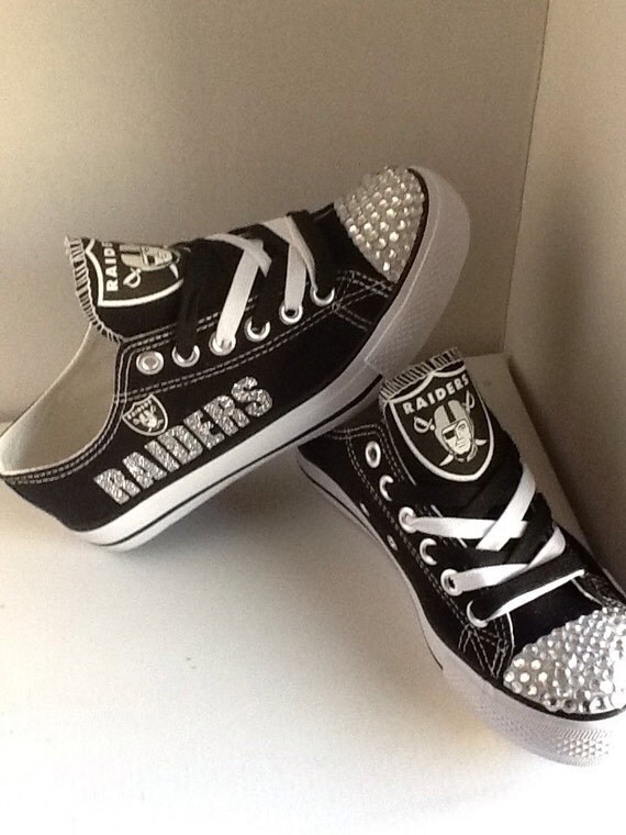 Oakland Raiders bling tennis shoes by sportshoequeen on Etsy