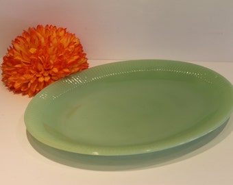 Jadeite - Jadite - Jade-ite - Fire King - Anchor Hocking - Jane Ray Pattern - Ribbed Platter