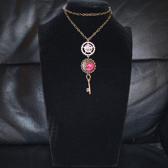 Steampunk Necklace with roses by ScrapandDesign steampunk buy now online