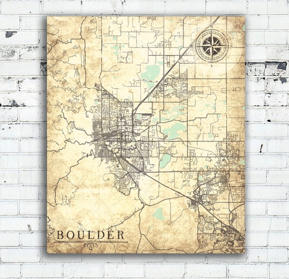 BOULDER CO Canvas Print Colorado Vintage map by