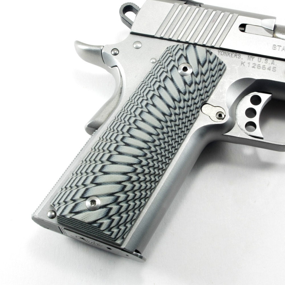 1911 Custom Made Pistol Grips Black/Grey G10 Full Size