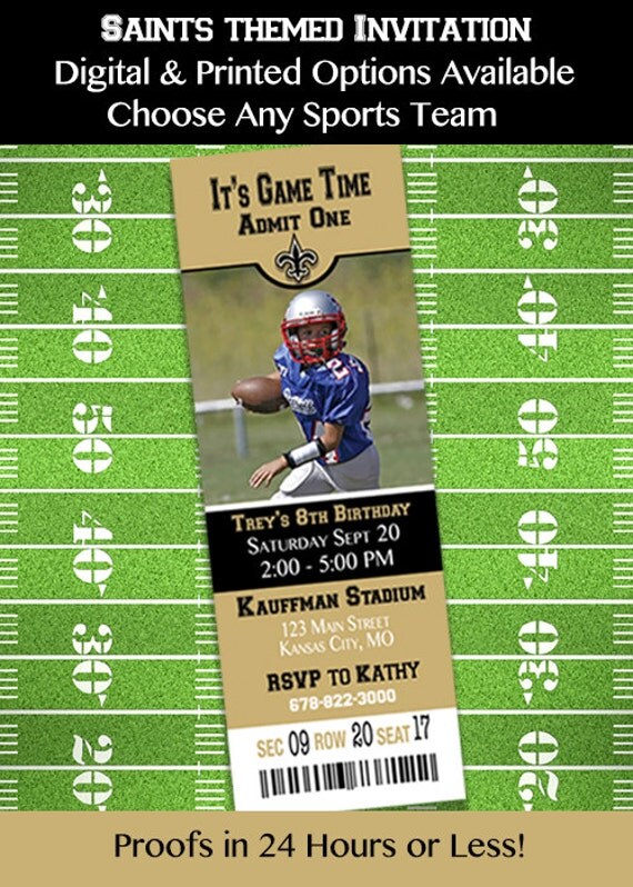 New Orleans Saints Themed Birthday by IrresistibleInvites1 on Etsy
