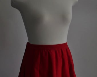 Red Pleated Skirt, 1970's Vintage Skirt,Pleats,Size Medium to Size Large