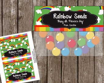 50% OFF SALE St. Patrick's Day EDITABLE Tags - Labels - Cards - Rainbow Seeds - Printable - Instant Download