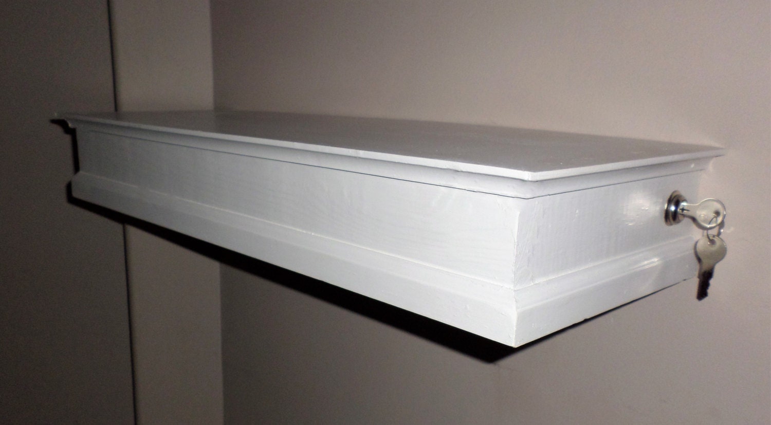 Locking wood floating shelf with hidden compartment Wood