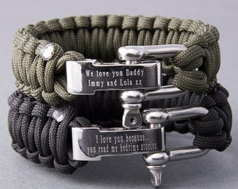Personalised Paracord Survival Bracelet-engraved bracelet for men-survival bracelet for men-Father's Day gift-Paracord bracelet for dad