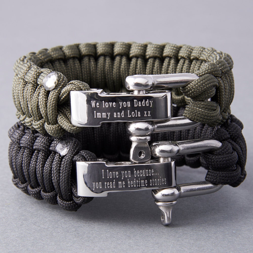 Personalised Paracord Survival Bracelet-engraved bracelet for men-survival bracelet for men-Father's Day gift-Paracord bracelet for dad