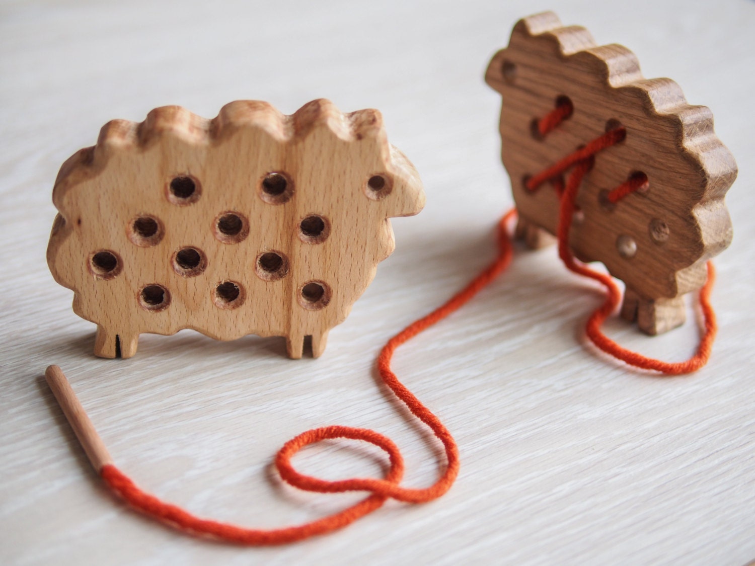 wooden lacing beads toy
