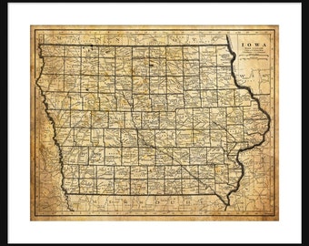Iowa Map - Print - Poster