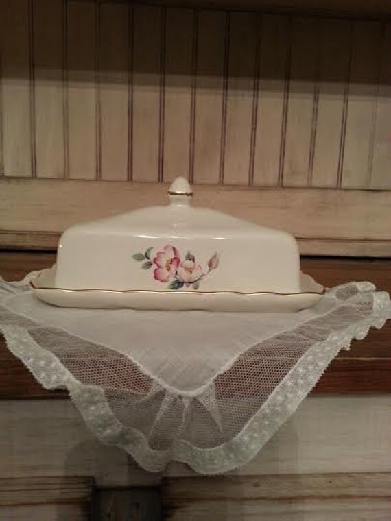 vintage butter dish shabby chic butter dish covered butter vintage butter dish shabby chic butter dish covered butter