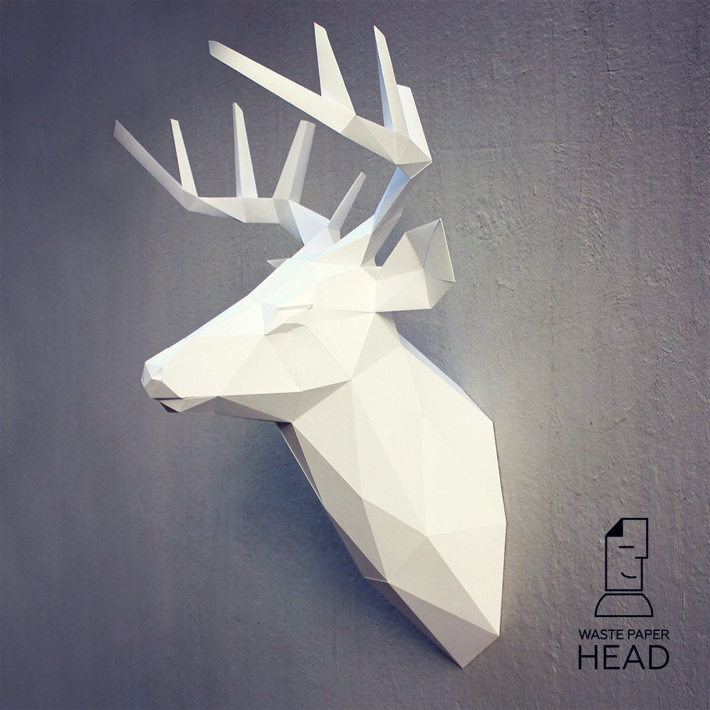 Papercraft deer head 3 printable DIY template