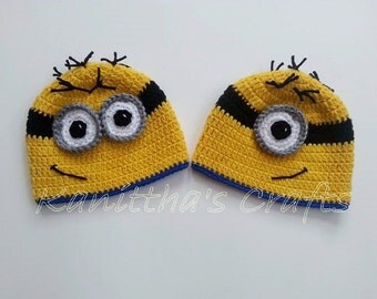 Minion costume hat adult,Halloween costume hat,toddler minion hat,beanie hat,baby minion,kids costume hat,character hats