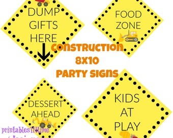 Construction Party Signs- Birthday Party Signs- boy birthday - INSTANT DOWNLOAD