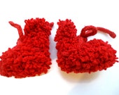 SALE hand knit unisex baby booties, valentine's shoes, casual red booties, wool booties, unique booties, for 3 - 6 month baby SALE hand knit unisex baby booties, valentine's shoes, casual red booties, wool booties, unique booties, for 3 - 6 month baby