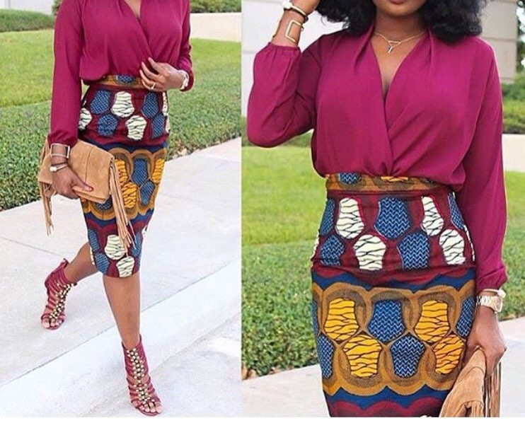 African Ankara High Waist Pencil Skirt African Fashion