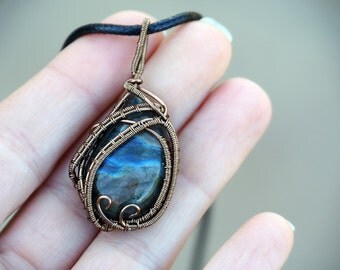 Labradorite wire wrapped pendant/Labradorite pendant/Gemstone necklace/ooak/gift her/valentine's day gift/Men's-women's jewelry